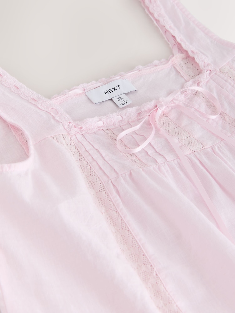 Light Pink Lace Ribbon Trim Cami Top - Image 7 of 7 Light Pink Lace Ribbon Trim Cami Top - Image 7 of 7
