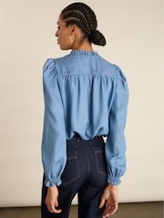 Baukjen Blue Zoe Frill Neck Blouse - Image 4 of 5