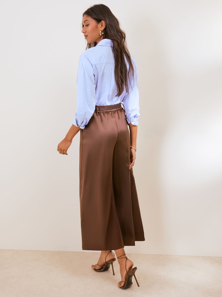Friends Like These Brown Tailored Satin Culottes - Image 5 of 5 Friends Like These Brown Tailored Satin Culottes - Image 5 of 5