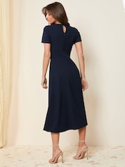 Friends Like These Navy Tab Detail Midi Dress - Image 5 of 5