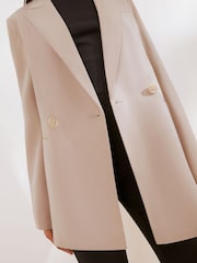 Friends Like These Neutral Double Breasted Boyfriend Blazer - Image 4 of 5
