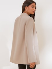 Friends Like These Neutral Double Breasted Boyfriend Blazer - Image 5 of 5