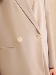Friends Like These Neutral Double Breasted Boyfriend Blazer - Image 6 of 6
