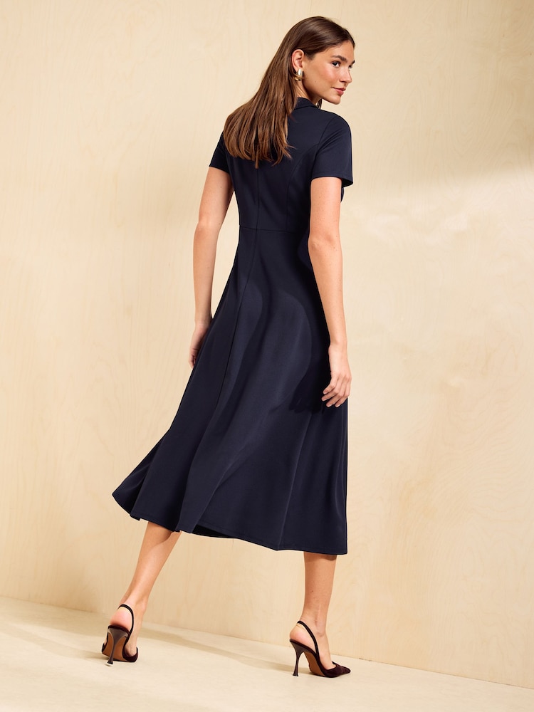 Friends Like These Navy Collar Button Front Midi Dress - Image 4 of 4