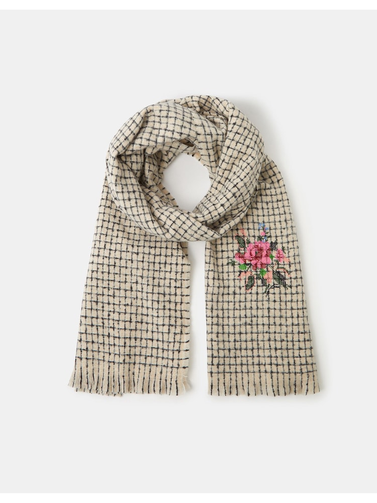 Accessorize Natural Floral Check Print Blanket Scarf - Image 2 of 2