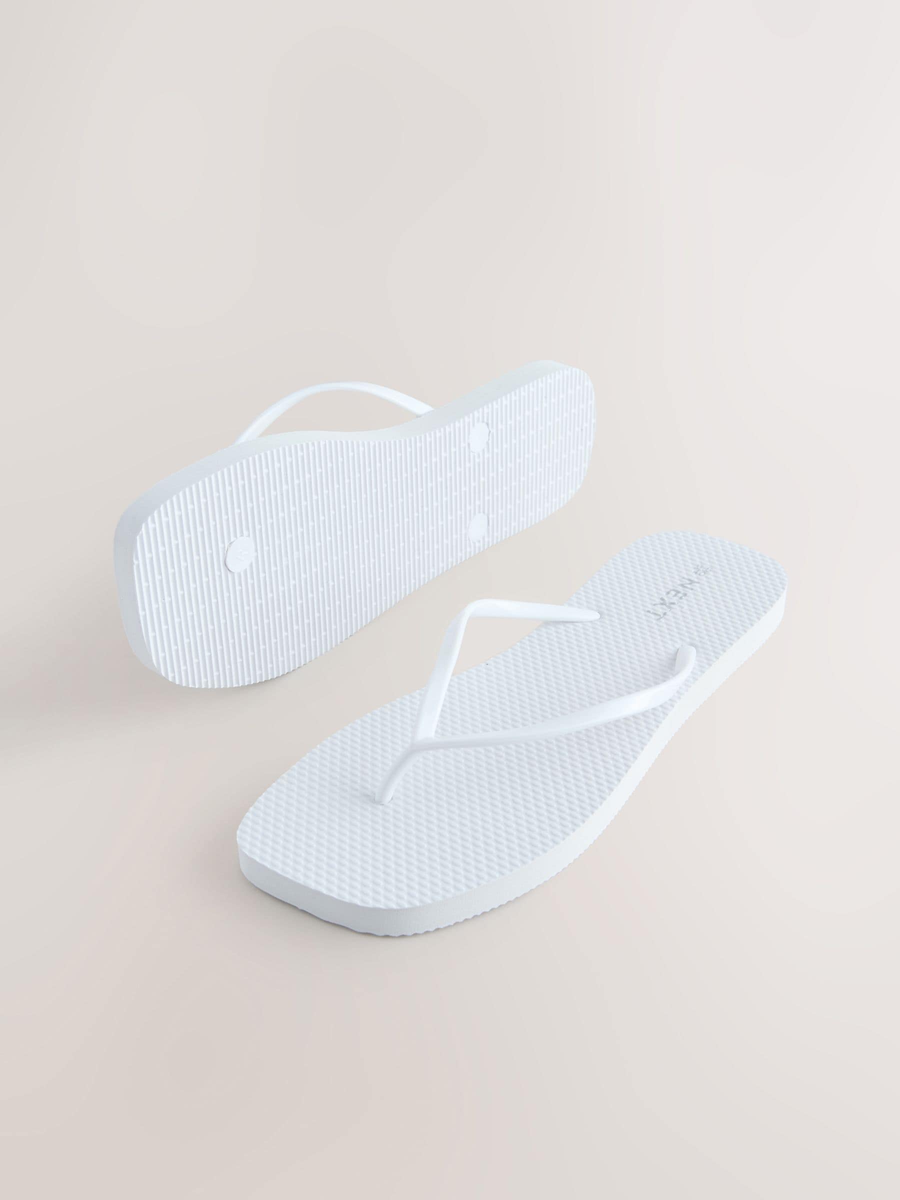 Buy White Square Toe Flip Flops from Next USA