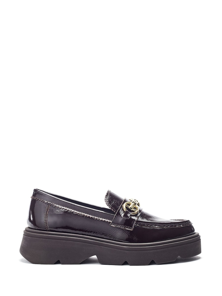 Moda in Pelle Brown Eisa Chunky Loafers With Detailed Apron Trim - Image 1 of 4