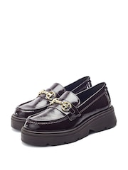 Moda in Pelle Brown Eisa Chunky Loafers With Detailed Apron Trim - Image 2 of 4
