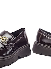 Moda in Pelle Brown Eisa Chunky Loafers With Detailed Apron Trim - Image 3 of 4