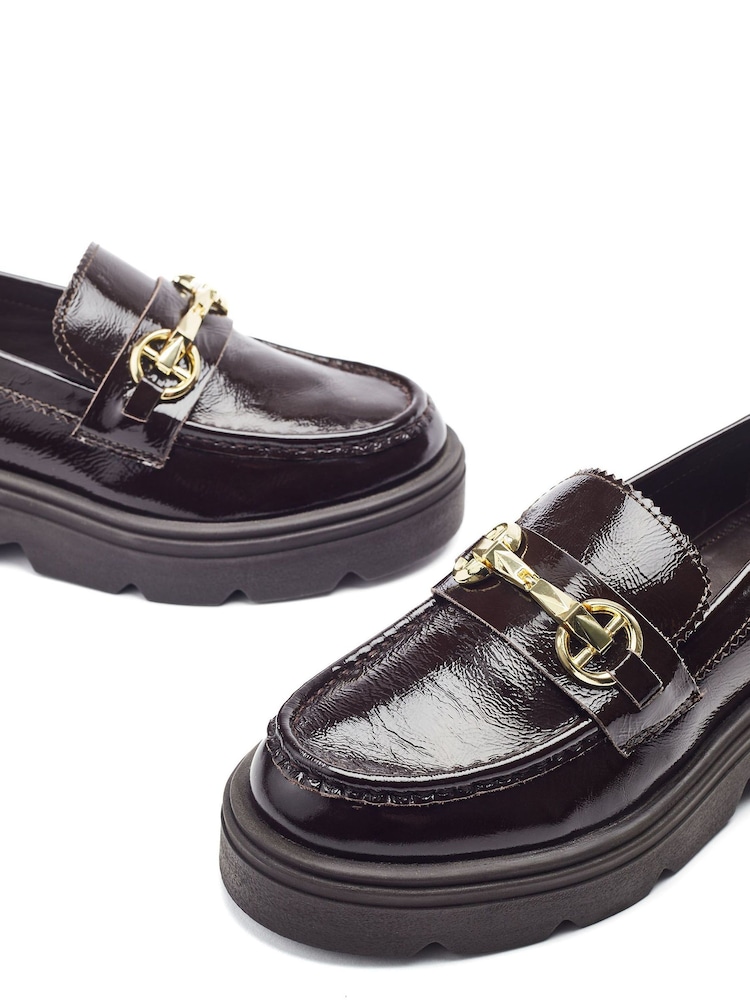 Moda in Pelle Brown Eisa Chunky Loafers With Detailed Apron Trim - Image 4 of 4