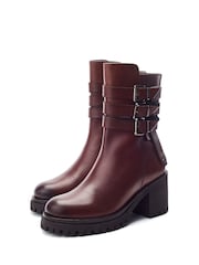 Maro - Moda in Pelle Sh Ariss Heeled Chunky Buckle Boots - Imaginea 2 din 4