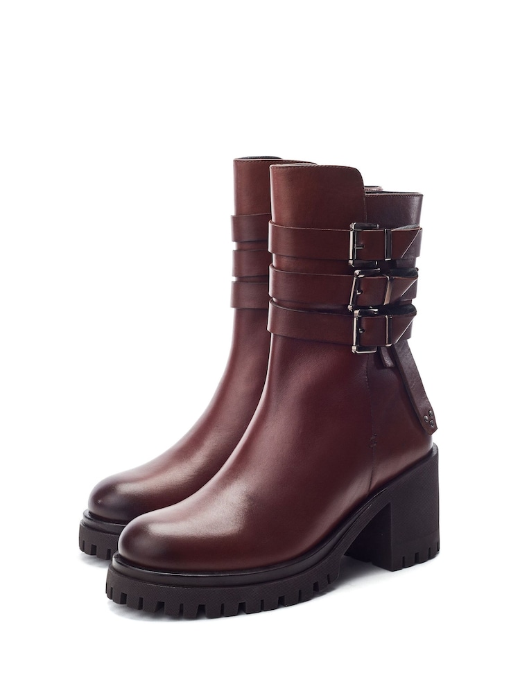 Maro - Moda in Pelle Sh Ariss Heeled Chunky Buckle Boots - Imaginea 2 din 4