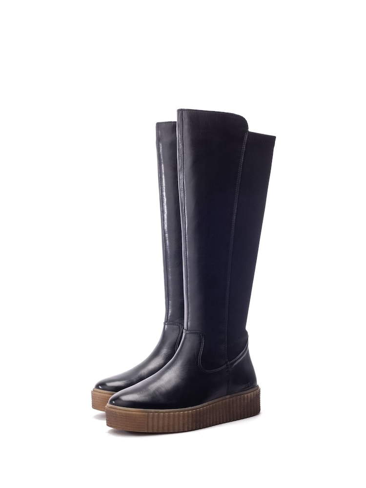 Moda in Pelle Black Sh Indi Long Boots On Crepe Effect Sole - Image 2 of 4 Moda in Pelle Black Sh Indi Long Boots On Crepe Effect Sole - Image 2 of 4