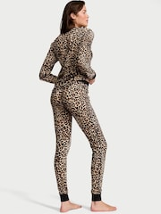 Victoria's Secret Leopard Brown Thermal Henley Long Pyjama Set - Image 2 of 2