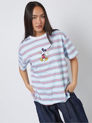 Skinnydip Blue Disney Mickey Striped T-Shirt - Image 1 of 4