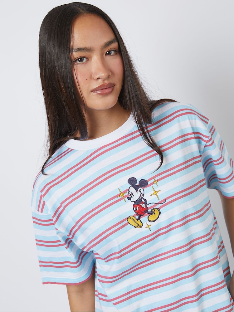 Skinnydip Blue Disney Mickey Striped T-Shirt - Image 2 of 4 Skinnydip Blue Disney Mickey Striped T-Shirt - Image 2 of 4
