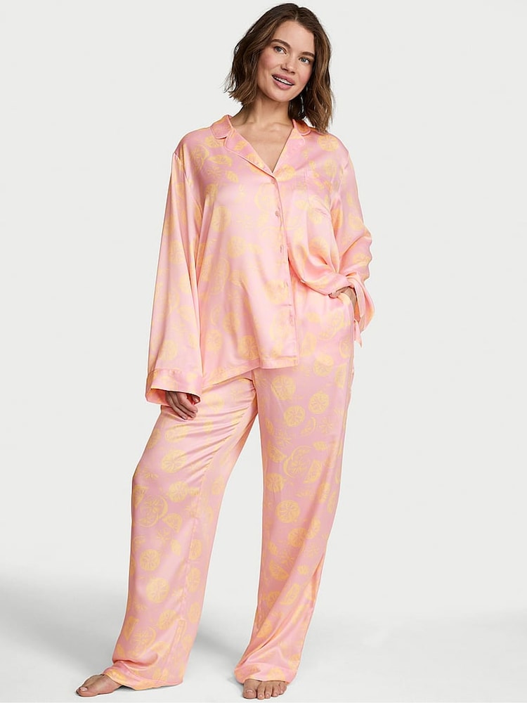 Victoria's Secret Pretty Blossom Pink Lemons Satin Long Pyjamas Set - Image 2 of 3 Victoria's Secret Pretty Blossom Pink Lemons Satin Long Pyjamas Set - Image 2 of 3