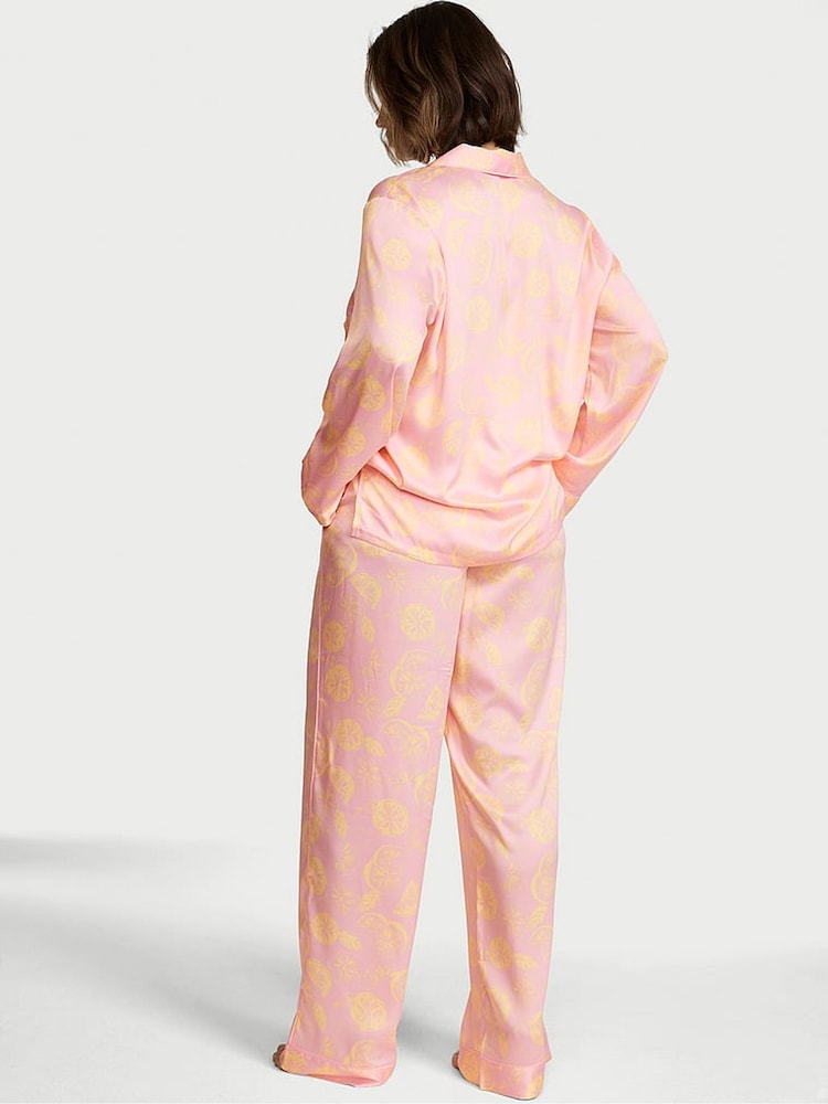 Victoria's Secret Pretty Blossom Pink Lemons Satin Long Pyjamas Set - Image 3 of 3 Victoria's Secret Pretty Blossom Pink Lemons Satin Long Pyjamas Set - Image 3 of 3