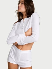 Victoria's Secret White Pointelle Thermal Henley Short Pyjama Set - Image 1 of 2