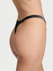 Victoria's Secret Black Thong Stripe Shine Strap Knickers - Image 3 of 4