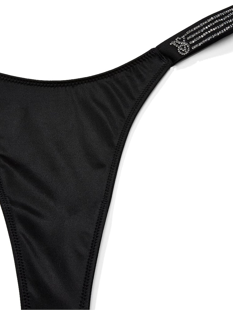 Victoria's Secret Black Thong Stripe Shine Strap Knickers - Image 4 of 4