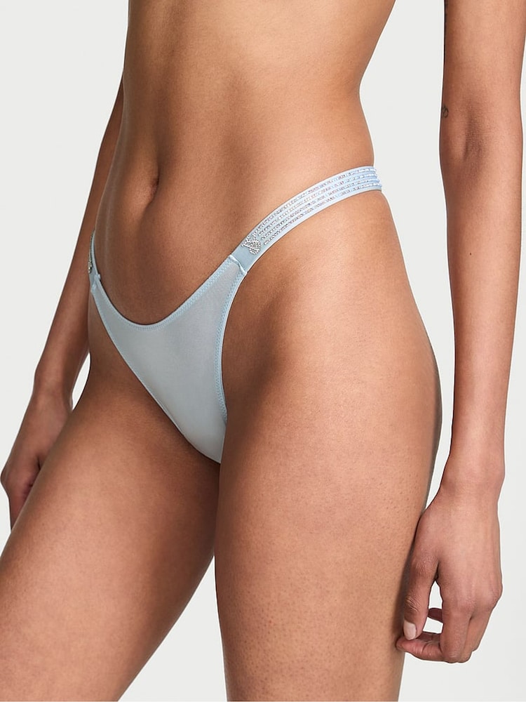 Victoria's Secret Linen Blue Thong Stripe Shine Strap Knickers - Image 1 of 4 Victoria's Secret Linen Blue Thong Stripe Shine Strap Knickers - Image 1 of 4