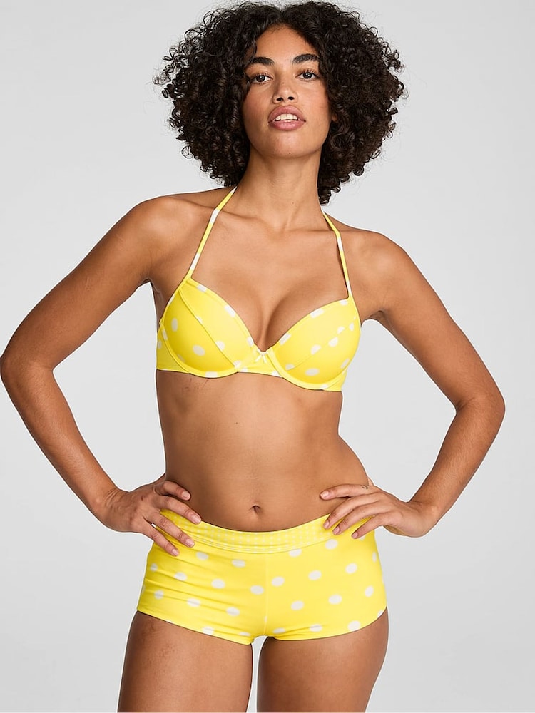 Victoria's Secret Pink Yellow Polka Dot Print Push Up Bikini Top - Image 1 of 2