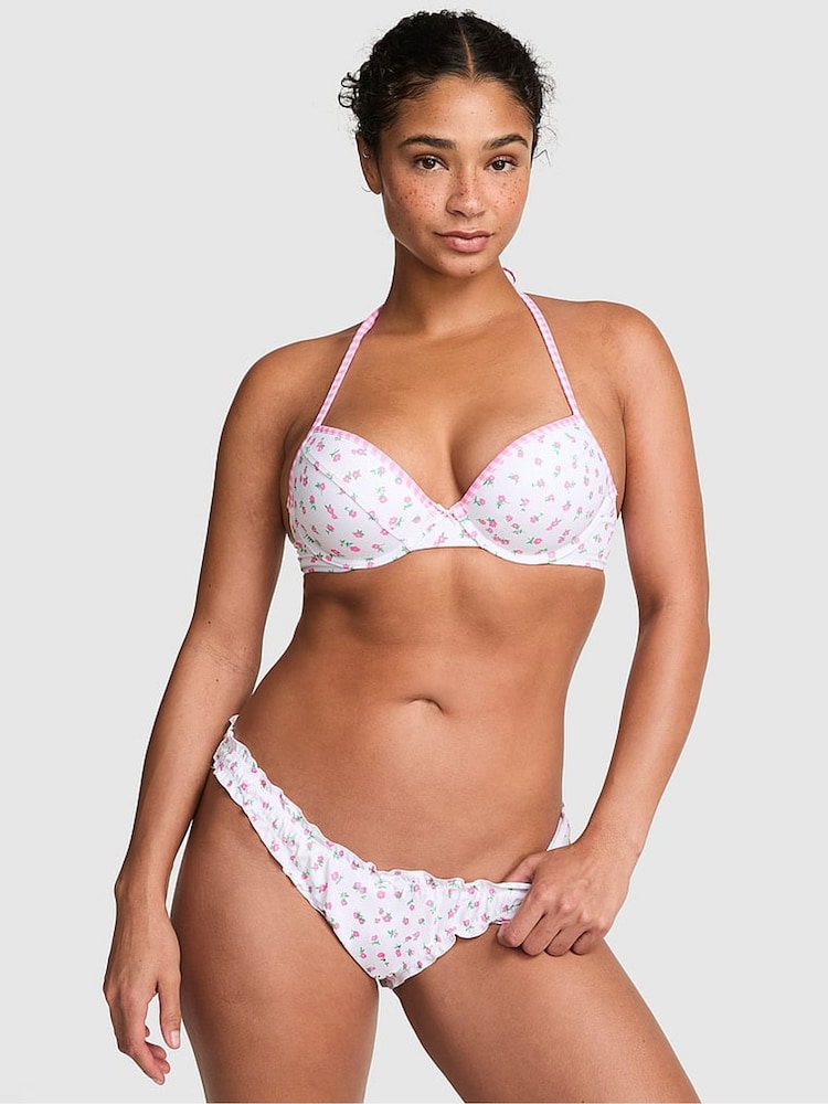Victoria's Secret Pink White Ditsy Floral Push Up Bikini Top - Image 1 of 2