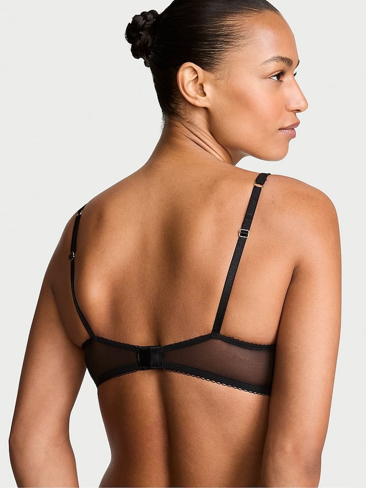 Victoria's Secret Black Unlined Balcony Lace Mesh Trim Bra - Image 2 of 2 Victoria's Secret Black Unlined Balcony Lace Mesh Trim Bra - Image 2 of 2
