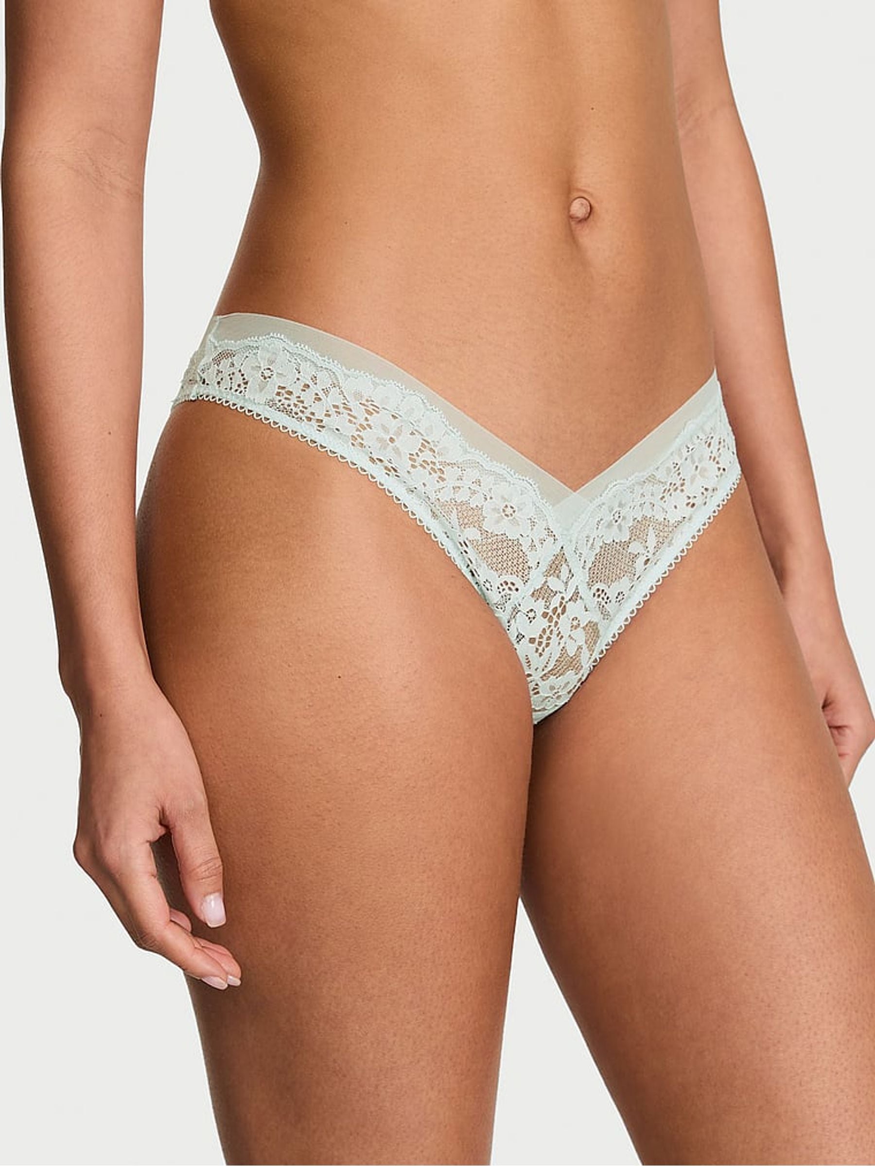 Victoria's Secret Bliss Blue Brazilian Lace & Mesh Knickers