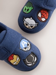marine - Chaussons Marvel Cosy à fermeture par contact à semelle de cuvette - Image 4 de 5