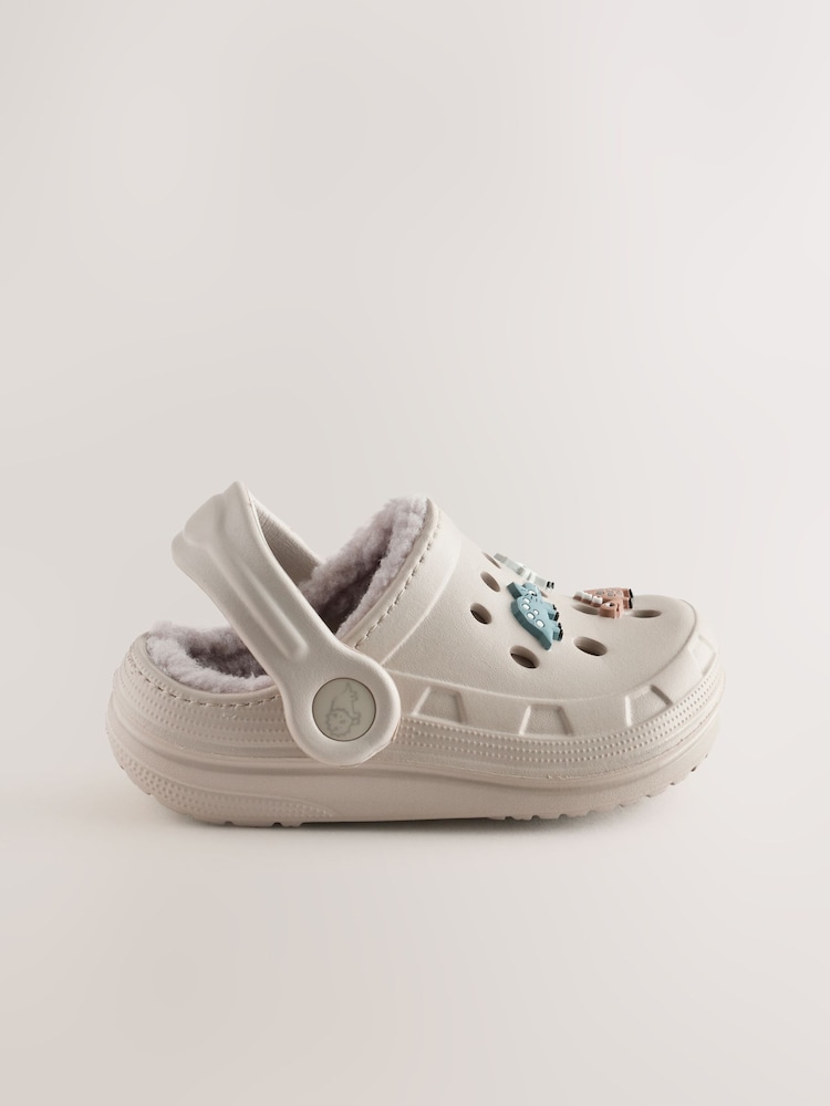 Neutral Dino Warm Lined Slipper Clogs - Image 2 of 5 Neutral Dino Warm Lined Slipper Clogs - Image 2 of 5