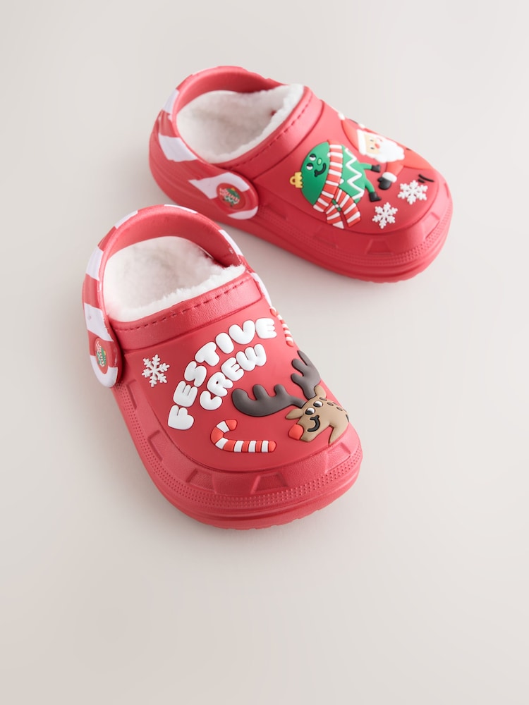 Red Festive - Warm Lined Slipper Clogs - Larawan 1 ng 5