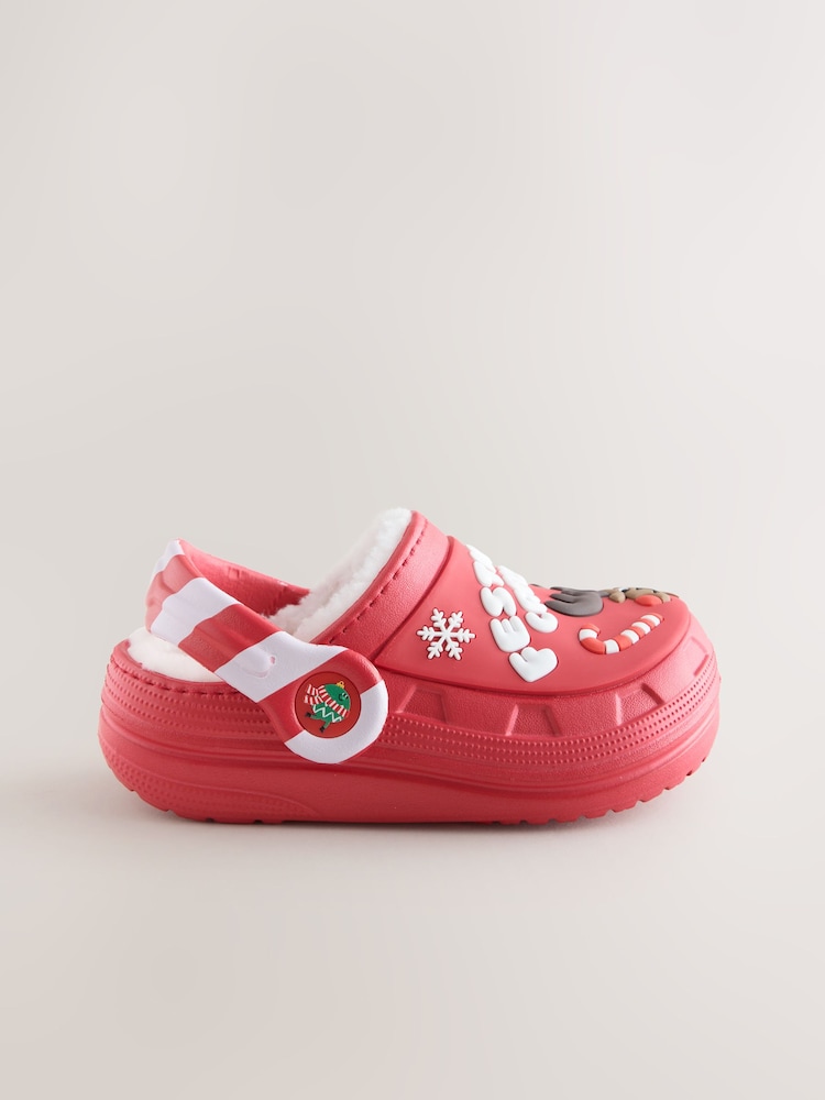Red Festive - Warm Lined Slipper Clogs - Larawan 2 ng 5
