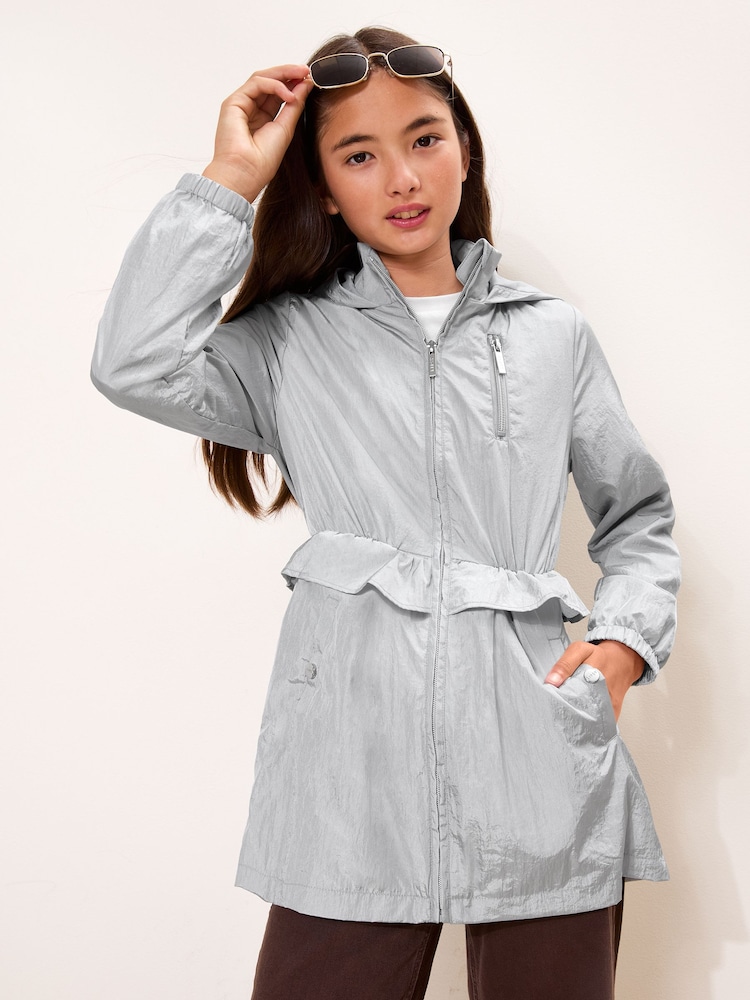 Lipsy Blue Shower Resistant Lightweight Peplum Raincoat (5-14yrs) - Image 1 of 5