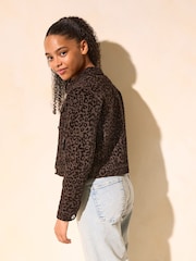 Lipsy Brown Leopard Denim Jacket (5-16yrs) - Image 2 of 4