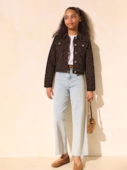 Lipsy Brown Leopard Denim Jacket (5-16yrs) - Image 3 of 4