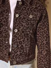 Lipsy Brown Leopard Denim Jacket (5-16yrs) - Image 4 of 4