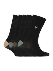 Lyle & Scott Black Graham Cotton Socks 5 Pack - Image 1 of 6