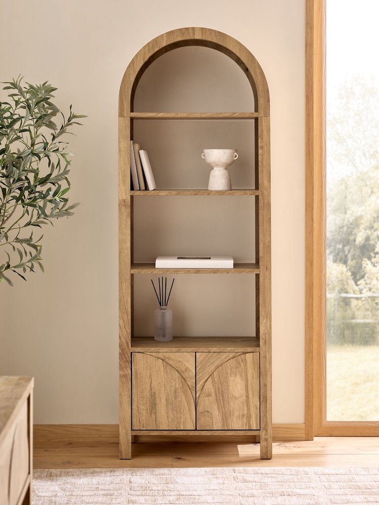 Mid Natural Arches Mango Wood Effect Narrow Shelf - Image 1 of 11 Mid Natural Arches Mango Wood Effect Narrow Shelf - Image 1 of 11