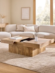 Mid Natural Arches Mango Wood Effect Extending Coffee Table - Image 2 of 9
