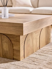 Mid Natural Arches Mango Wood Effect Extending Coffee Table - Image 3 of 9