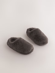Grey Fluffy Warm Lined Slipper Mules - Image 1 of 5