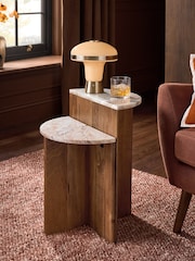 Mid Natural Jensen Solid Mango and Marble Sofa Side Table - Image 1 of 7