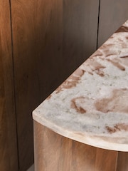 Mid Natural Jensen Solid Mango and Marble Sofa Side Table - Image 5 of 7