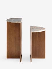 Mid Natural Jensen Solid Mango and Marble Sofa Side Table - Image 7 of 7