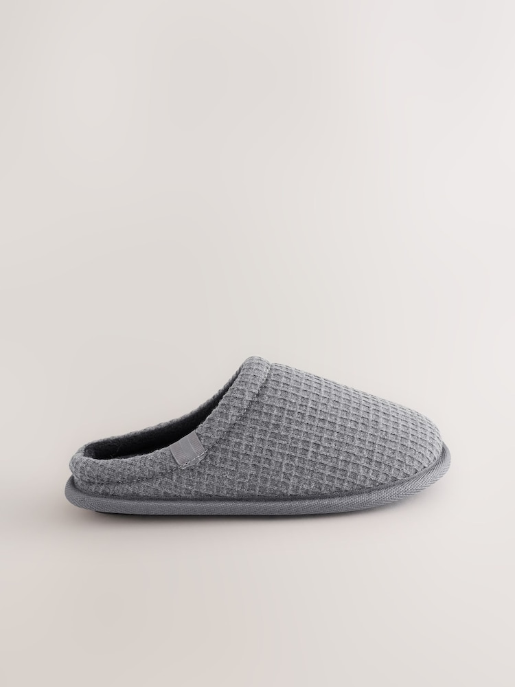 Grey Warm Lined Slipper Mules - Image 2 of 5 Grey Warm Lined Slipper Mules - Image 2 of 5