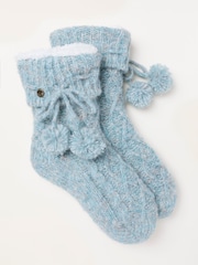 FatFace Blue Cable Slipper Socks - Image 1 of 2