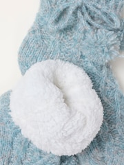 FatFace Blue Cable Slipper Socks - Image 2 of 2