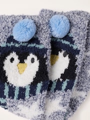 FatFace Blue Penguin Fluffy Socks - Image 2 of 2